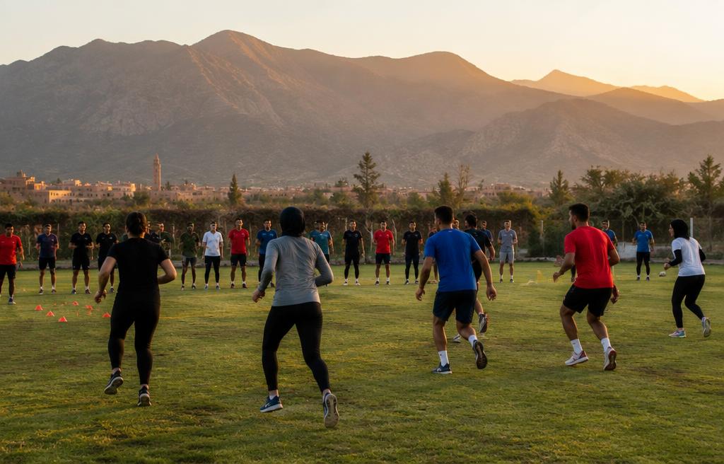 Men and women training together at a sports camp in Morocco